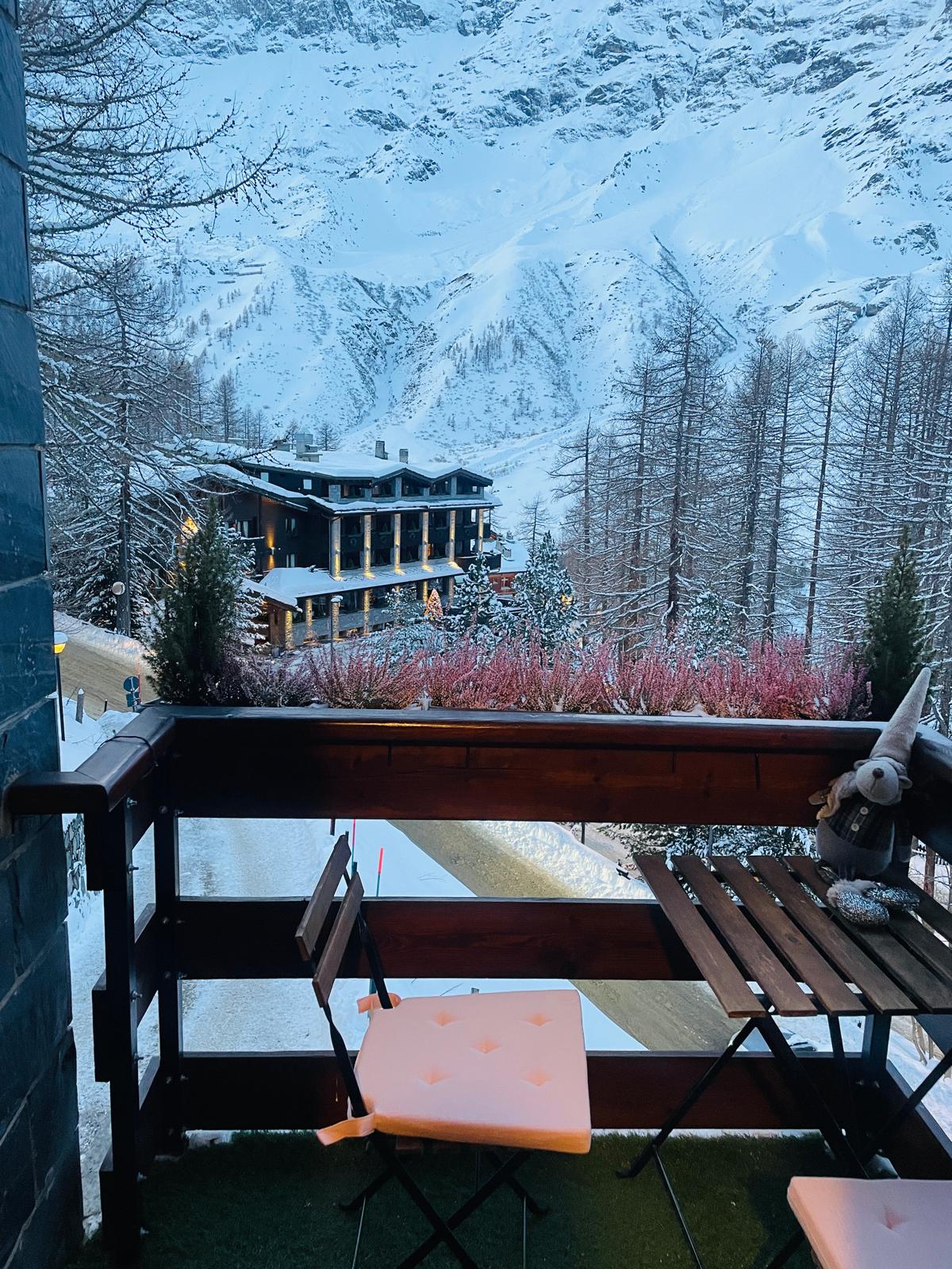Balcony in winter, fully snowed in